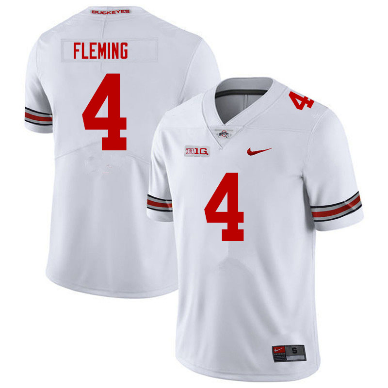 Men #4 Julian Fleming Ohio State Buckeyes College Football Jerseys Sale-White